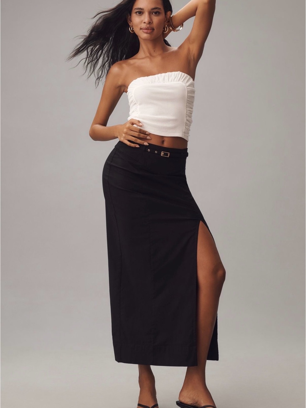 Anthropologie Black Maxi Skirt with High Side Slit